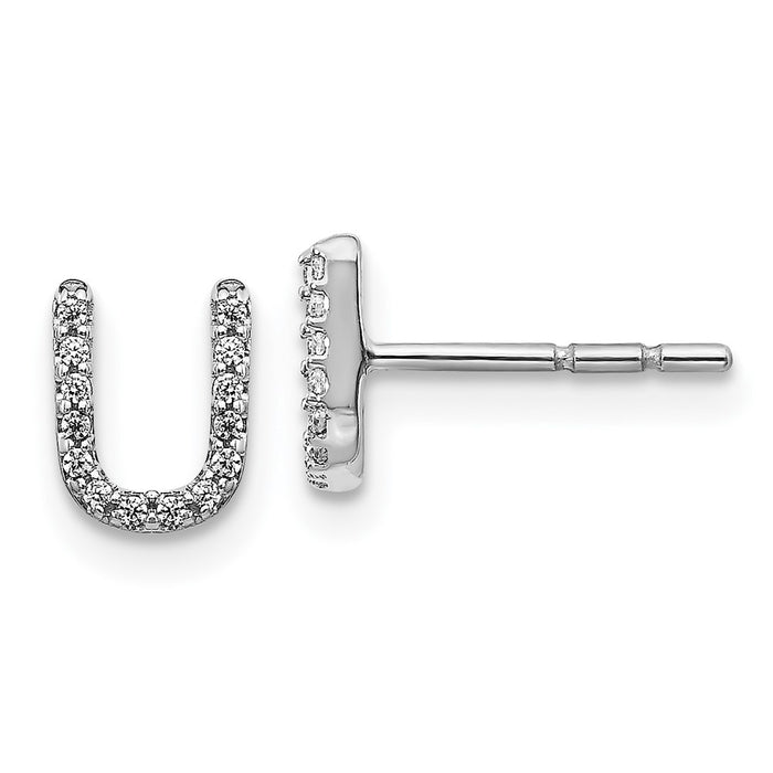 Shop Stylish 14K White Gold Diamond Initial "U" Stud Earrings - Affordable Luxury-1