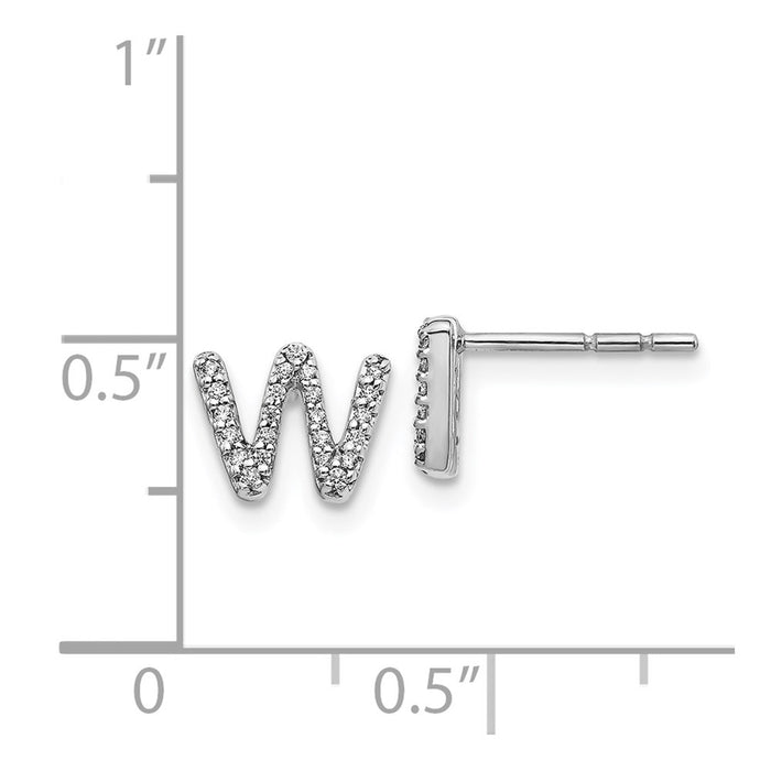 Shop 14K White Gold Diamond Initial 'W' Earrings - Stylish Luxury at Great Price!-4