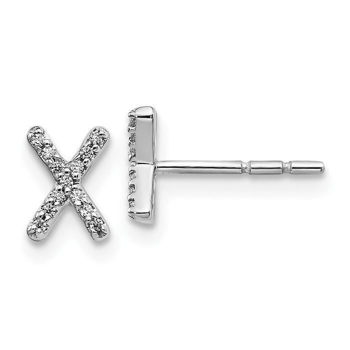 Buy Exclusive 14K White Gold Diamond Initial "X" Stud Earrings - Stylish Value!-1