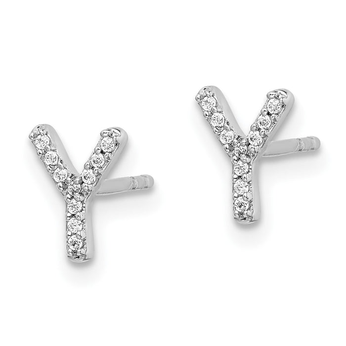 Shop Stylish 14K White Gold Diamond Initial "Y" Earrings - Luxury Value!-2