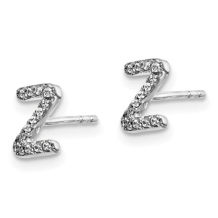 Exclusive 14K White Gold Diamond Initial "Z" Stud Earrings - Stylish Value-2