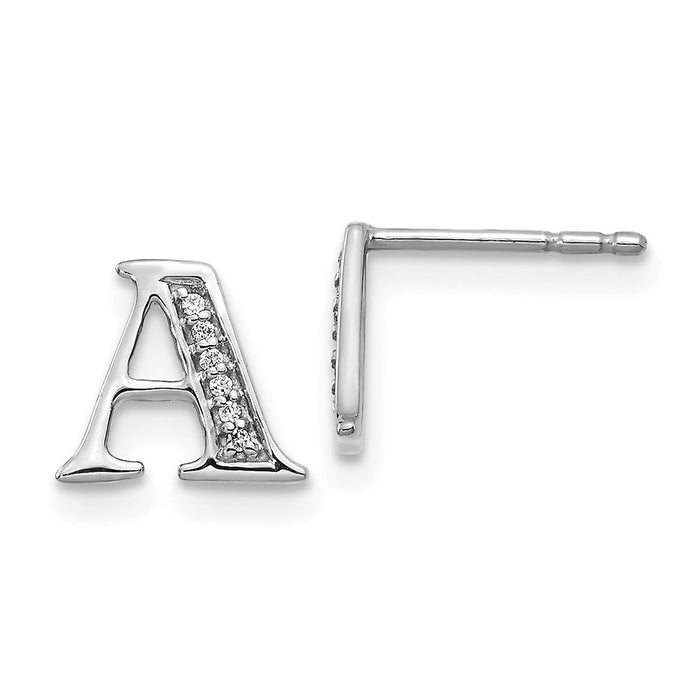 Buy Stylish 14K White Gold Diamond Initial "A" Stud Earrings - 0.85mm, Luxury!-1