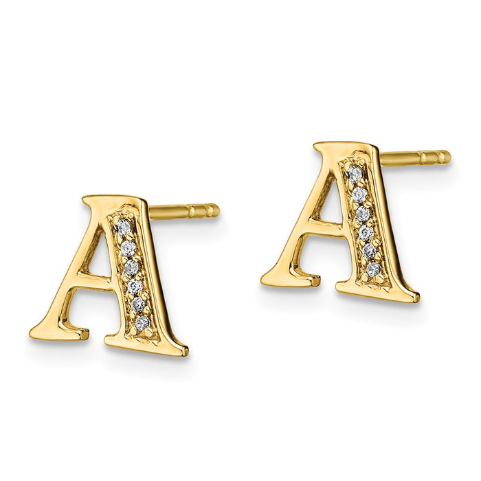 Buy Designer 14K Gold Diamond Initial "A" Earrings - Stylish & Affordable!-2