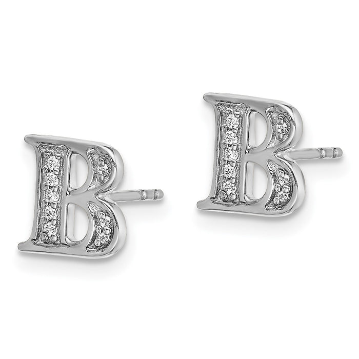 Shop Exclusive 14K White Gold Diamond Initial "B" Stud Earrings - Stylish Value-2