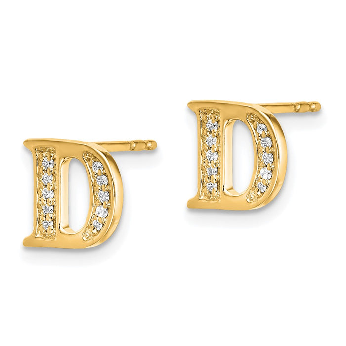 Shop 14K Gold Diamond Initial D Earrings - Stylish, Exclusive Luxury Jewelry-2