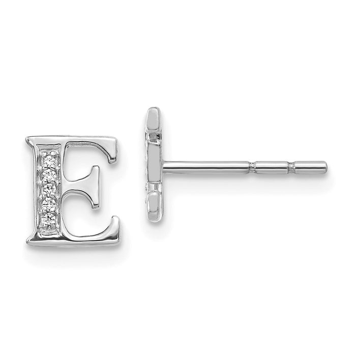 Buy Stylish 14K White Gold Diamond Initial "E" Stud Earrings - Luxury Value!-1