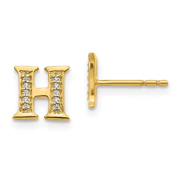 Shop Stylish 14K Gold Diamond Initial "H" Earrings - Luxury & Affordable Design-1