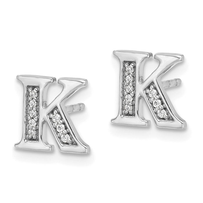 Buy Stylish 14K White Gold Diamond Initial 'K' Stud Earrings - 0.85mm-2