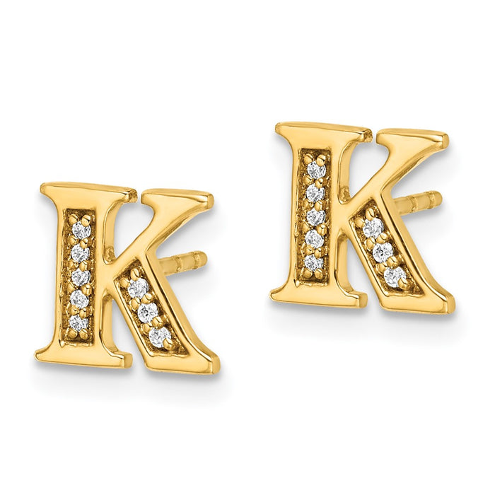 Shop Stylish 14K Gold Diamond Initial K Stud Earrings - Luxury & Value!-2