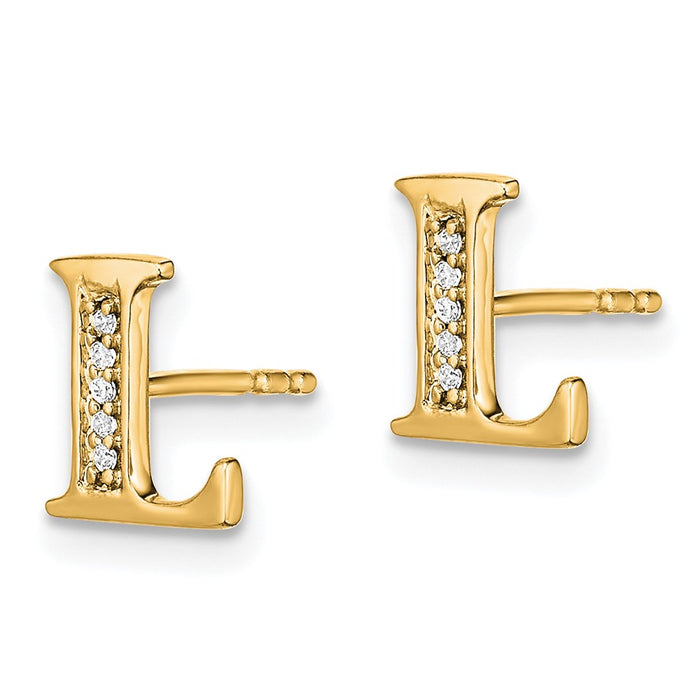 High-Quality 14K Gold Diamond Initial L Earrings - Stylish & Affordable Value!-2