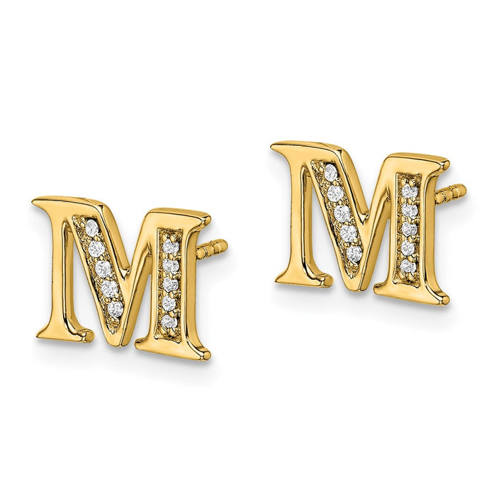 Buy Stylish 14K Gold Diamond Initial 'M' Earrings - Luxury at 0.85mm-2