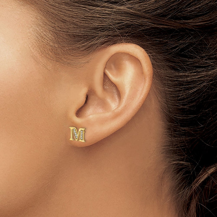 Buy Stylish 14K Gold Diamond Initial 'M' Earrings - Luxury at 0.85mm-3