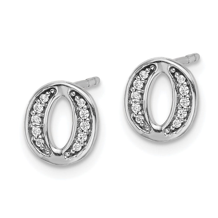 Buy Exclusive 14K White Gold Diamond 'O' Initial Stud Earrings - Stylish Luxury-2