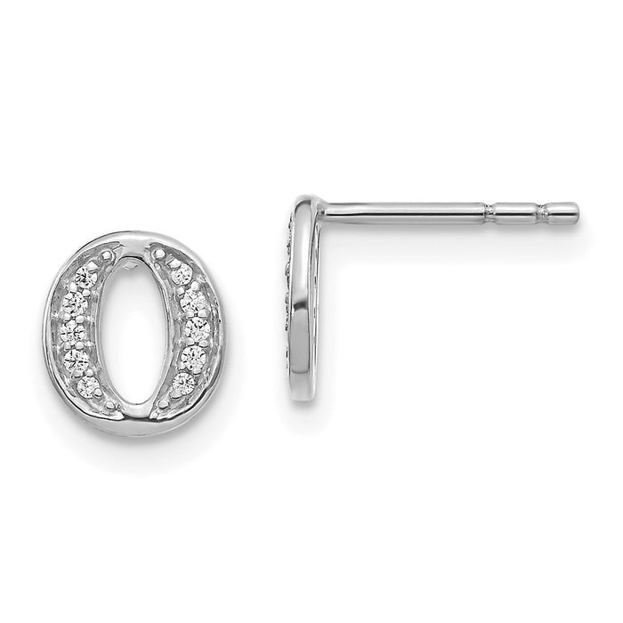 Buy Exclusive 14K White Gold Diamond 'O' Initial Stud Earrings - Stylish Luxury-1
