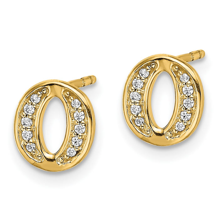 High-Quality 14K Gold Diamond Initial "O" Earrings - Stylish Luxury Accessory-2