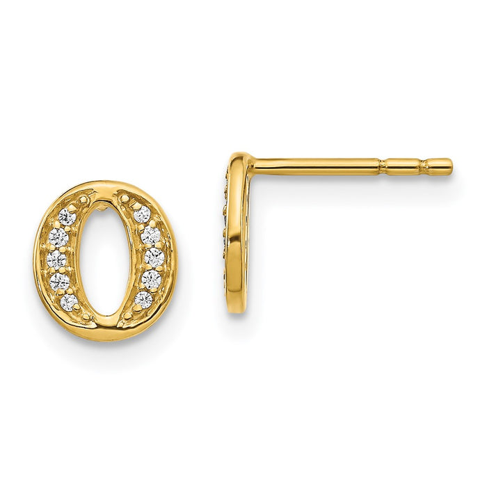 High-Quality 14K Gold Diamond Initial "O" Earrings - Stylish Luxury Accessory-1