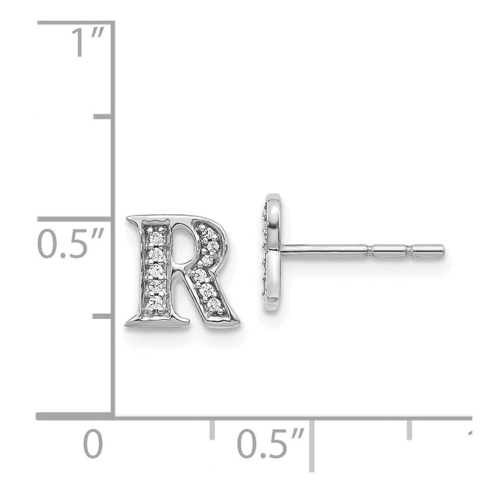 Shop Stylish 14K White Gold Diamond Initial "R" Earrings - Luxury Design, 1.5g-4