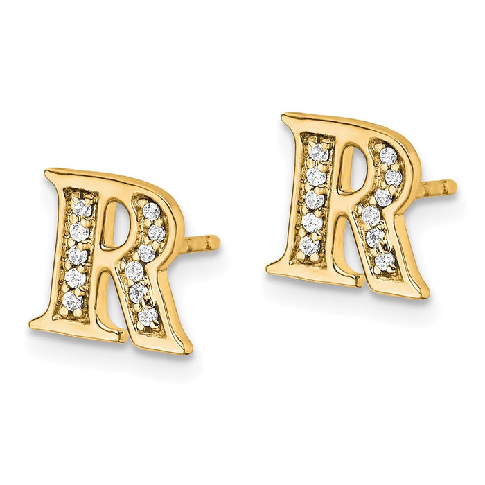 Buy Exclusive 14K Gold Diamond Initial "R" Earrings - Stylish Luxury!-2