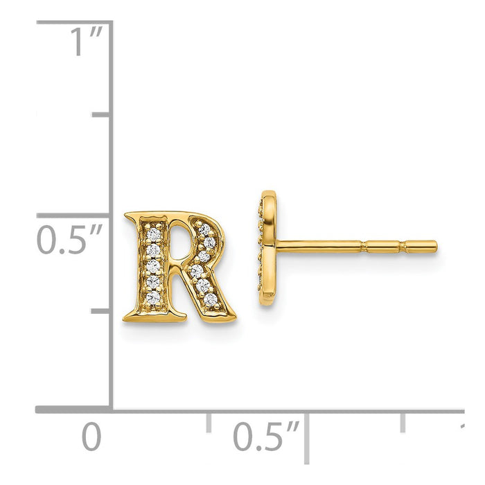 Buy Exclusive 14K Gold Diamond Initial "R" Earrings - Stylish Luxury!-4