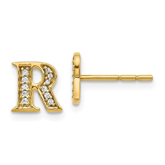 Buy Exclusive 14K Gold Diamond Initial "R" Earrings - Stylish Luxury!-1