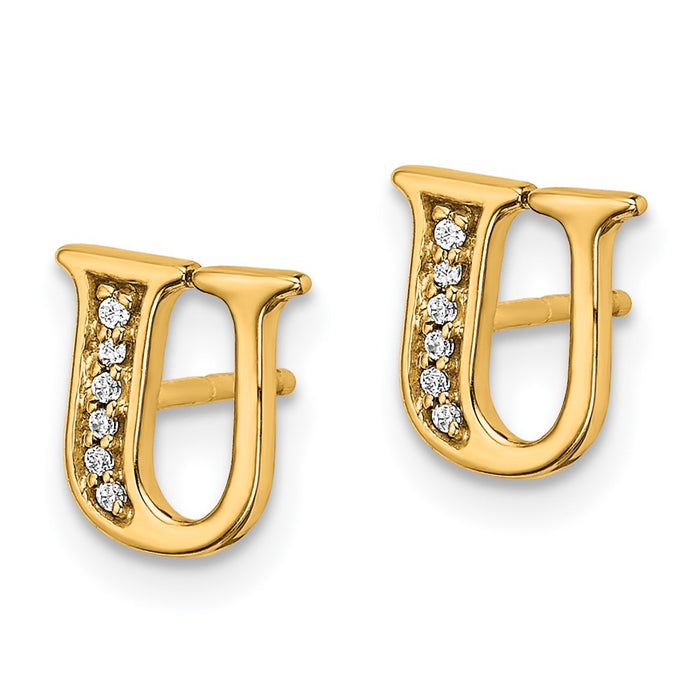 Shop Exclusive 14K Gold Diamond Initial "U" Earrings - Stylish & Affordable!-2