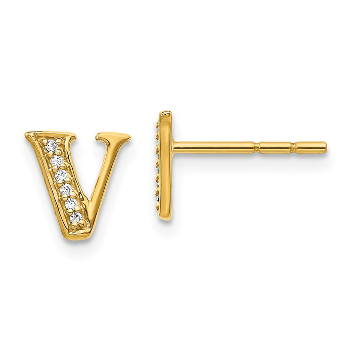 Shop Stylish 14K Gold Diamond Initial V Earrings - Affordable Luxury Jewelry-1