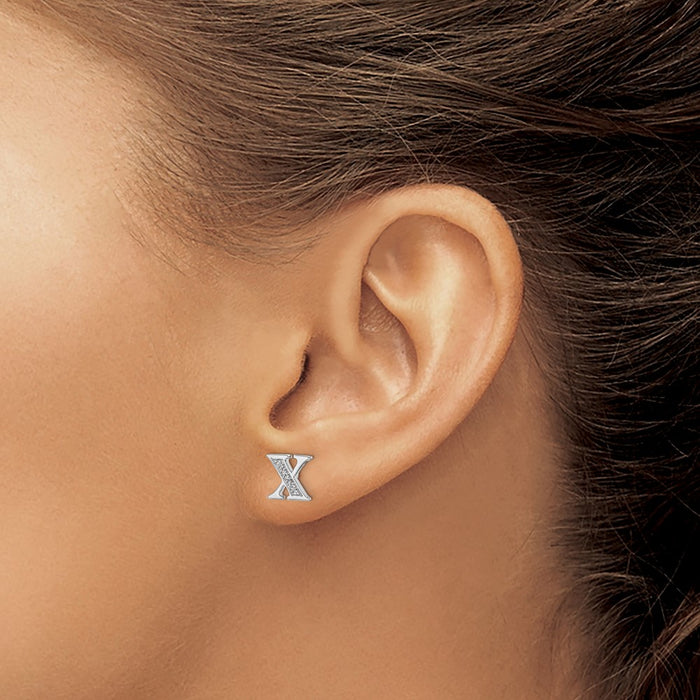 Exclusive 14K White Gold Diamond Initial "X" Stud Earrings | Stylish Value-3
