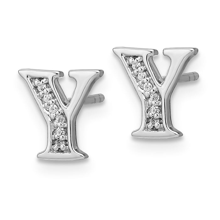 Buy Exclusive 14K White Gold Diamond Initial "Y" Earrings - Stylish Luxury!-2