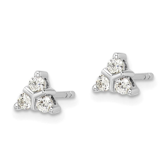 Buy Stylish 14K White Gold Triangular Three-Stone Diamond Earrings-2