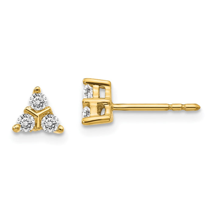 Exclusive 14K Gold Three-Stone Diamond Triangle Earrings - Luxury Style & Value-1