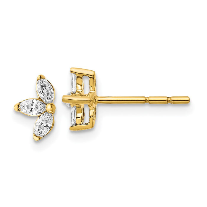 Shop Exclusive 14K Gold Marquise Diamond Three-Stone Earrings | Stylish Value-1