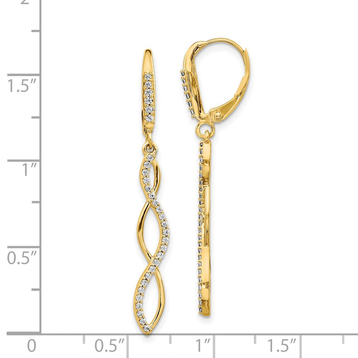 Designer 14K Gold Diamond Leverback Earrings - Stylish & Affordable Luxury-4