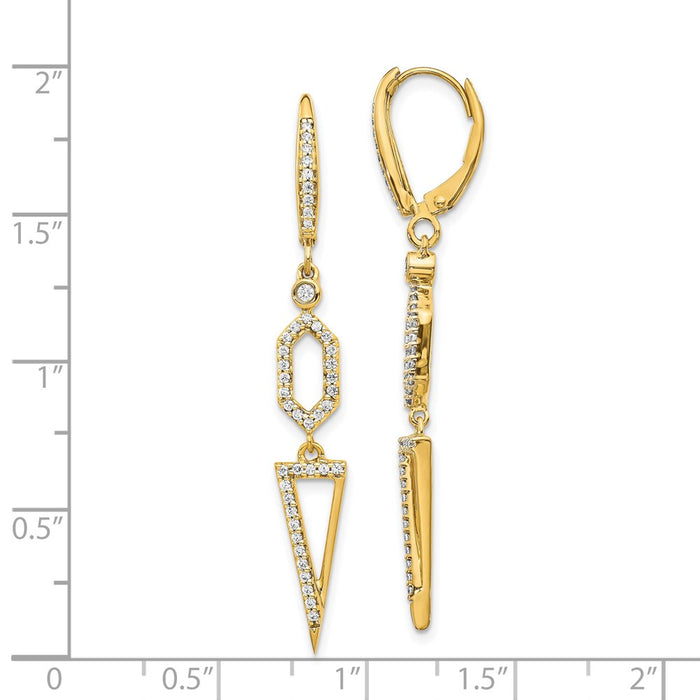 Buy Stylish 14K Gold Diamond Triangle Leverback Earrings - High-Quality Value!-4