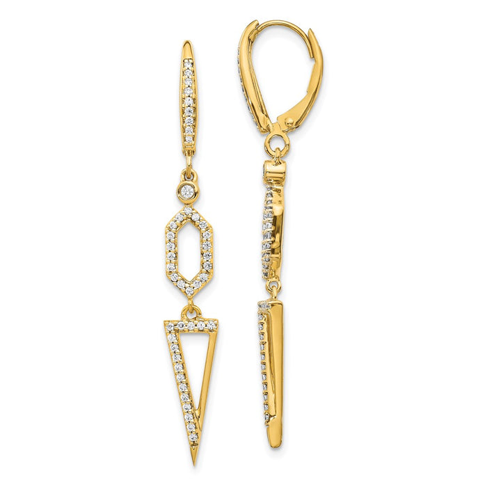 Buy Stylish 14K Gold Diamond Triangle Leverback Earrings - High-Quality Value!-1
