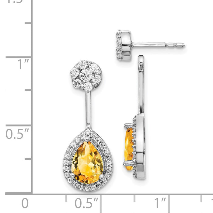Shop Stylish 14K White Gold Front/Back Earrings with Diamond & Citrine-4