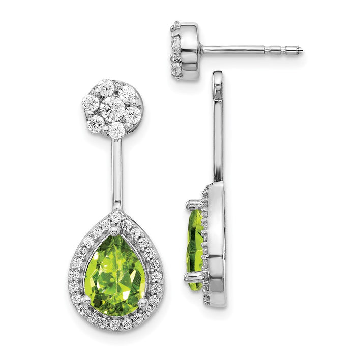 Exclusive 14K White Gold Diamond & Peridot Front-Back Earrings - Stylish Value-1