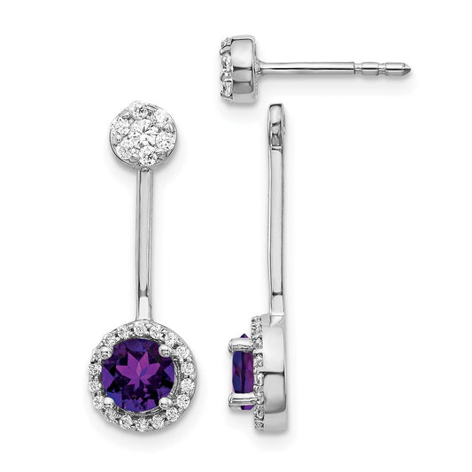 Shop Exclusive 14K White Gold Diamond & Amethyst Front-Back Earrings 2.5g