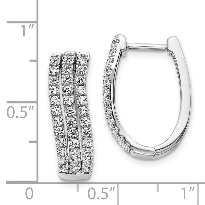 Exclusive 14K White Gold Triple Row Diamond Hoop Earrings - Stylish Luxury Value-4