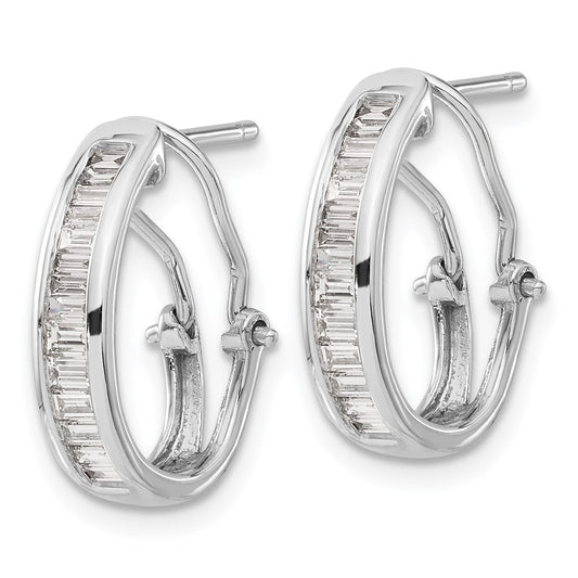 Buy Stylish 14K White Gold Baguette Diamond Hoop Earrings - Luxury Design