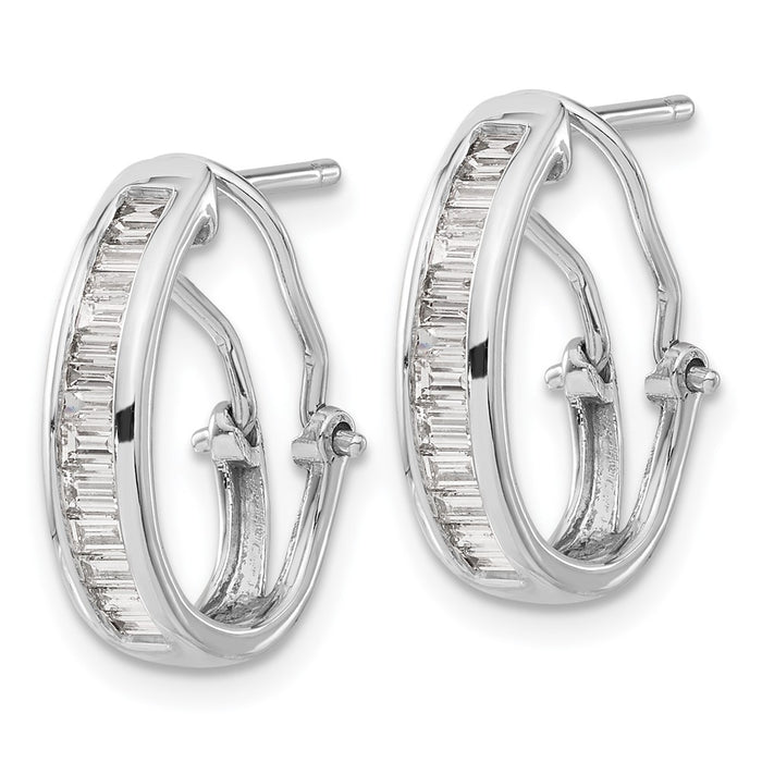 Buy Stylish 14K White Gold Baguette Diamond Hoop Earrings - Luxury Design-2