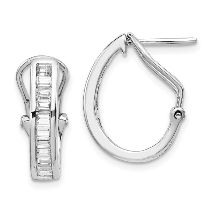 Buy Stylish 14K White Gold Baguette Diamond Hoop Earrings - Luxury Design-1