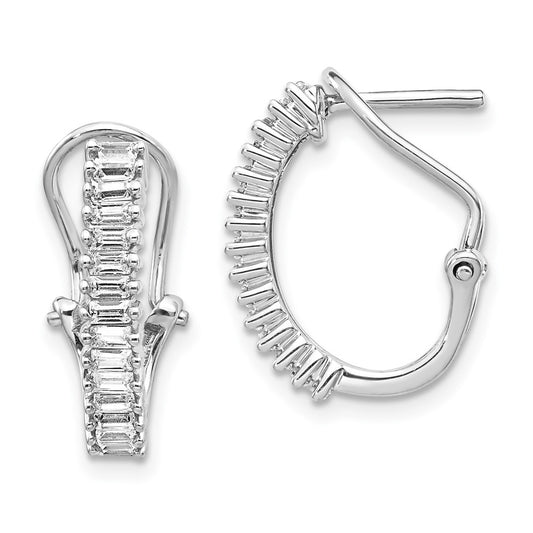 Buy Stylish 14K White Gold Baguette Diamond Hoop Earrings - Luxury Value