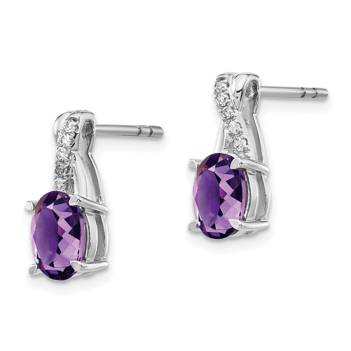 Shop Exclusive 14K White Gold Amethyst & Diamond Earrings - Stylish Luxury!-2