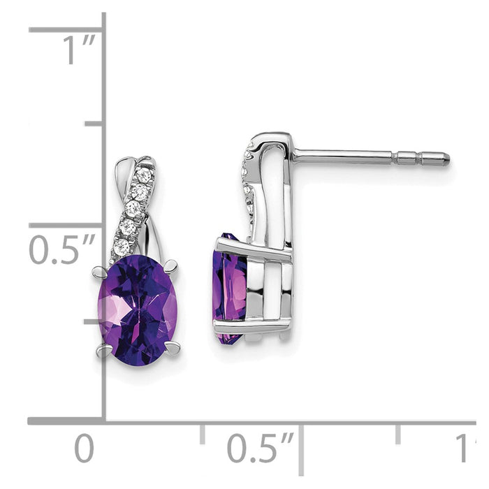 Shop Exclusive 14K White Gold Amethyst & Diamond Earrings - Stylish Luxury!-4