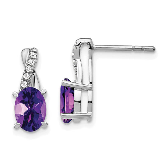 Shop Exclusive 14K White Gold Amethyst & Diamond Earrings - Stylish Luxury!