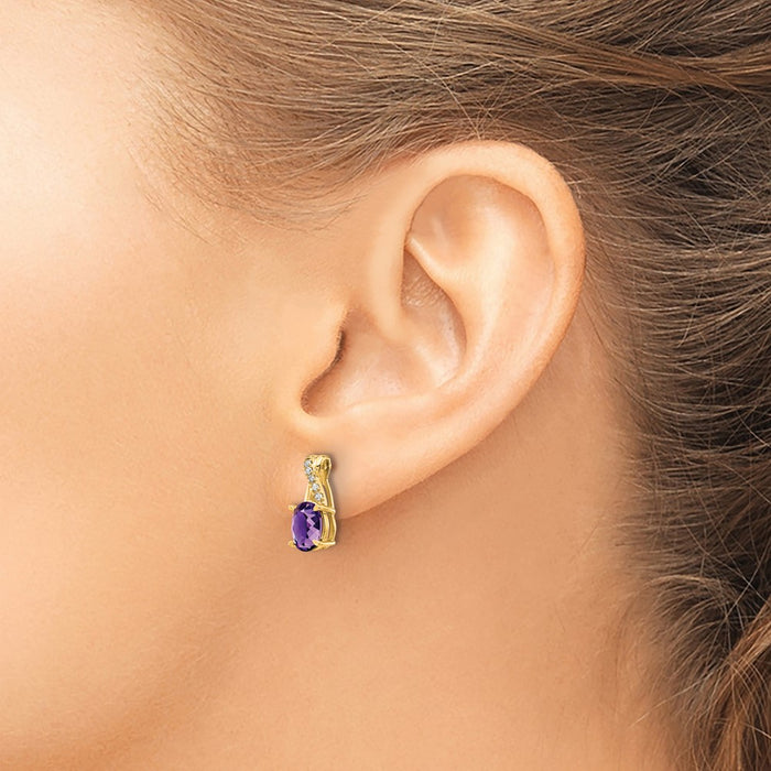 Buy Stylish 14K Gold Amethyst & Diamond Earrings - Affordable Luxury Jewelry-3