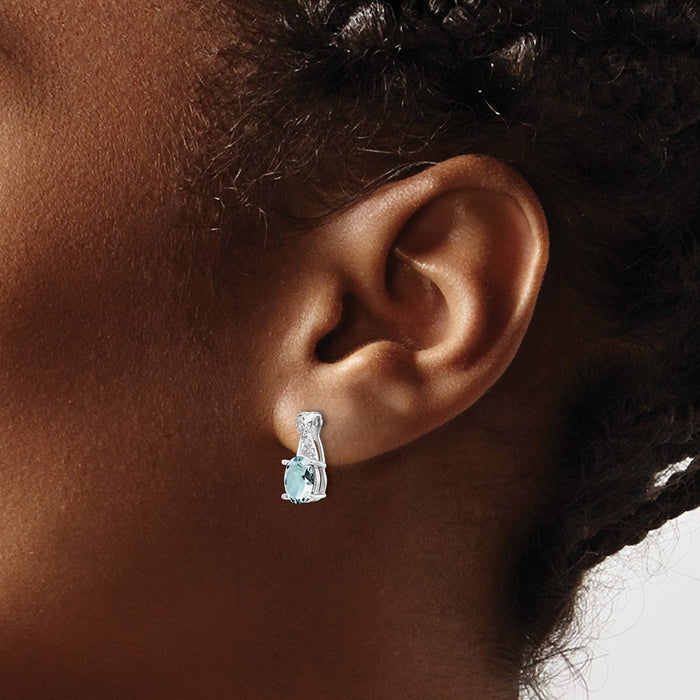 Shop Exclusive 14K White Gold Aquamarine & Diamond Earrings | Stylish Luxury-3