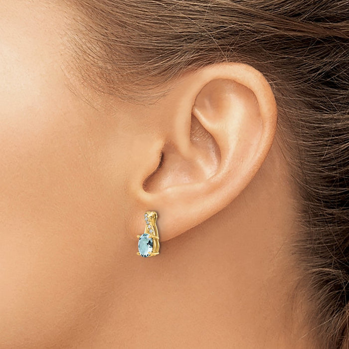Buy Exclusive 14K Gold Aquamarine & Diamond Earrings - Stylish Luxury Value-3