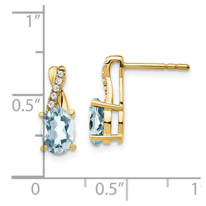 Buy Exclusive 14K Gold Aquamarine & Diamond Earrings - Stylish Luxury Value-4