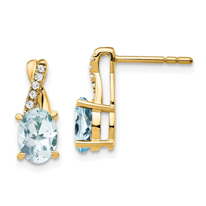 Buy Exclusive 14K Gold Aquamarine & Diamond Earrings - Stylish Luxury Value-1